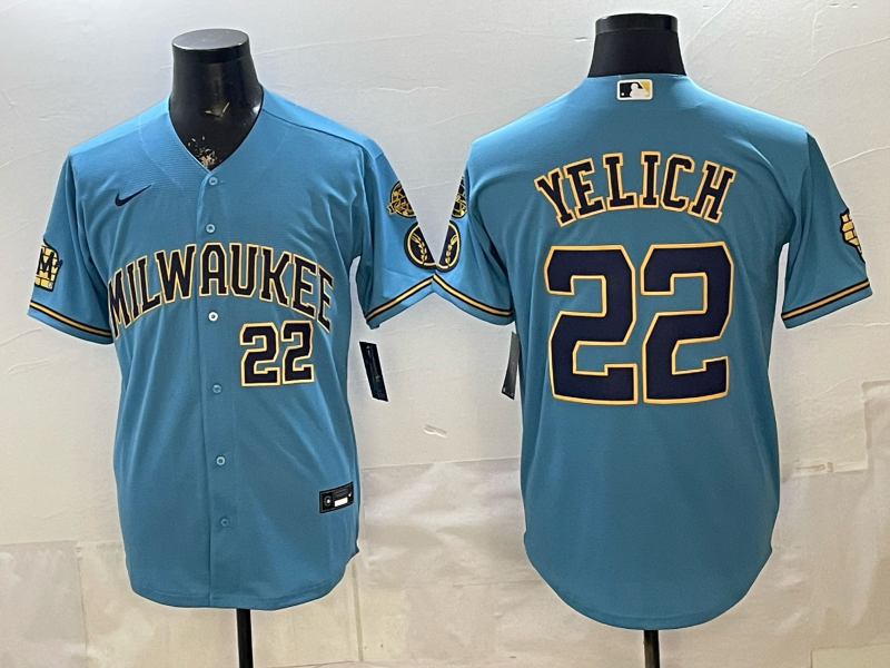 Men 2026 Milwaukee Brewers #22 Yelich blue Game Nike MLB Jersey 0401002->milwaukee brewers->MLB Jersey